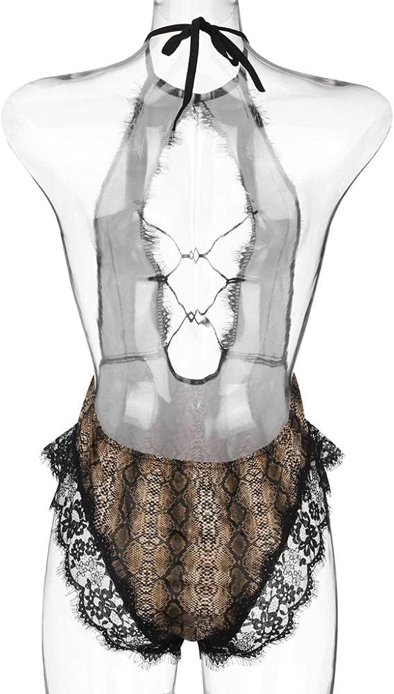 Playful Python Lace Bodysuit – Plunge Halter Lingerie